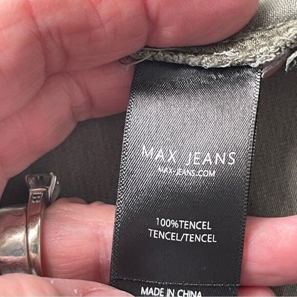 Max Jeans Olive Drape Front Jacket with Wrap Tie, Size XS - Picture 8 of 12